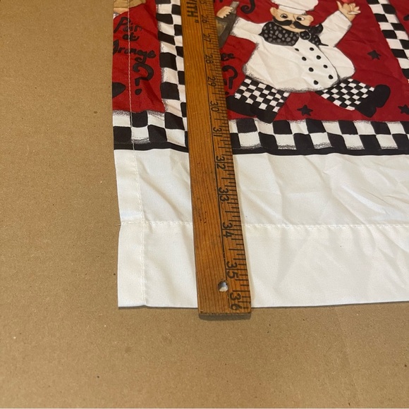 Kitchen Curtains 3 Piece Set 2 Tiers with 1 Valance White with Chef Design - Picture 2 of 8